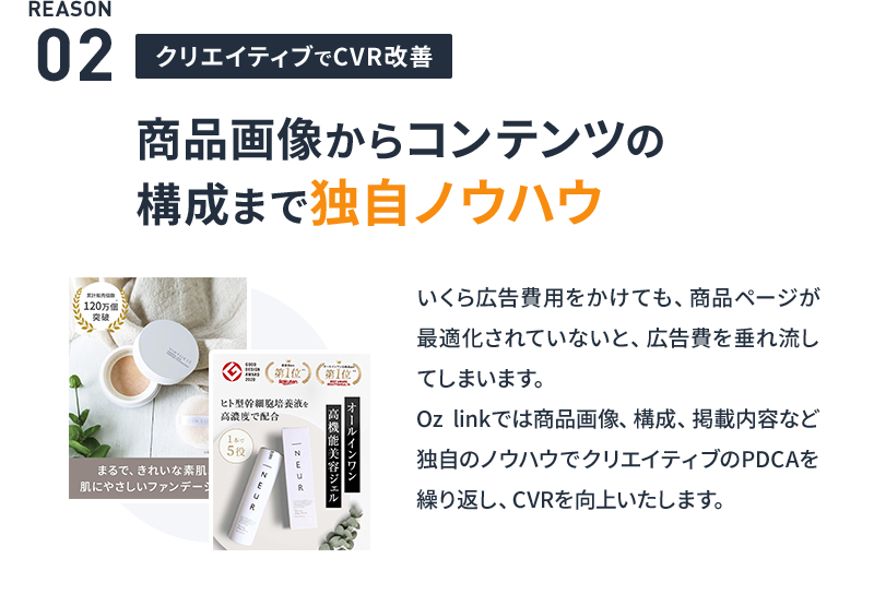 REASON02 商品画像からコンテンツの構成まで独自ノウハウ