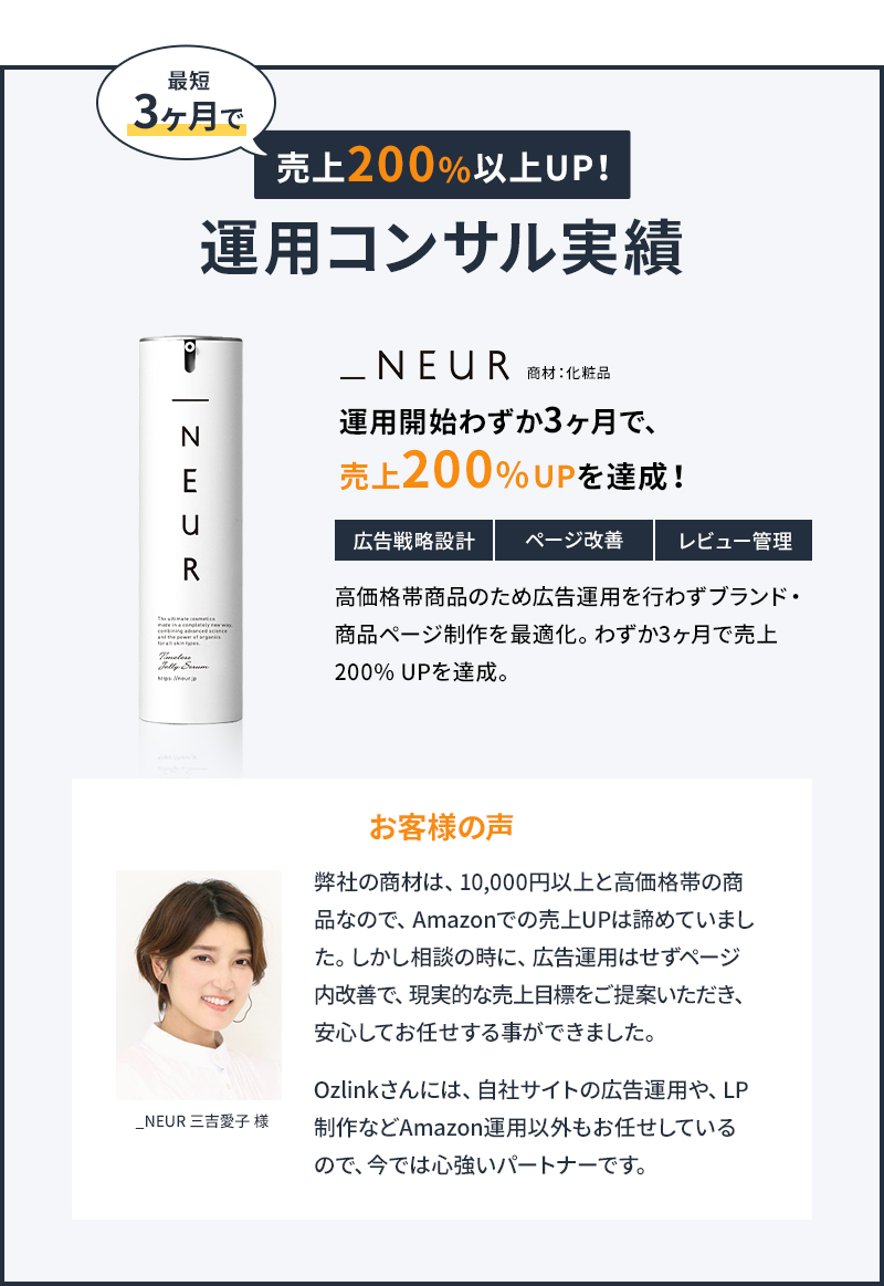 最短3ヶ月で売上200%以上UP 運用コンサル実績