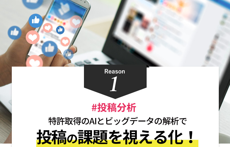 Reason1 #投稿分析 特許取得のAIとビッグデータの解析で投稿の課題を視える化！